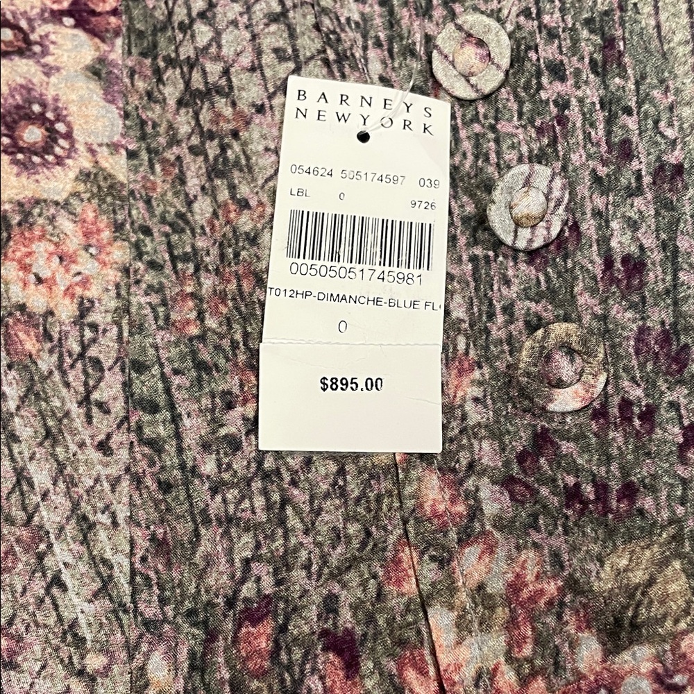 $895 Barney’s NY Maison Mayle 100% silk floral pants Dimanche Blue